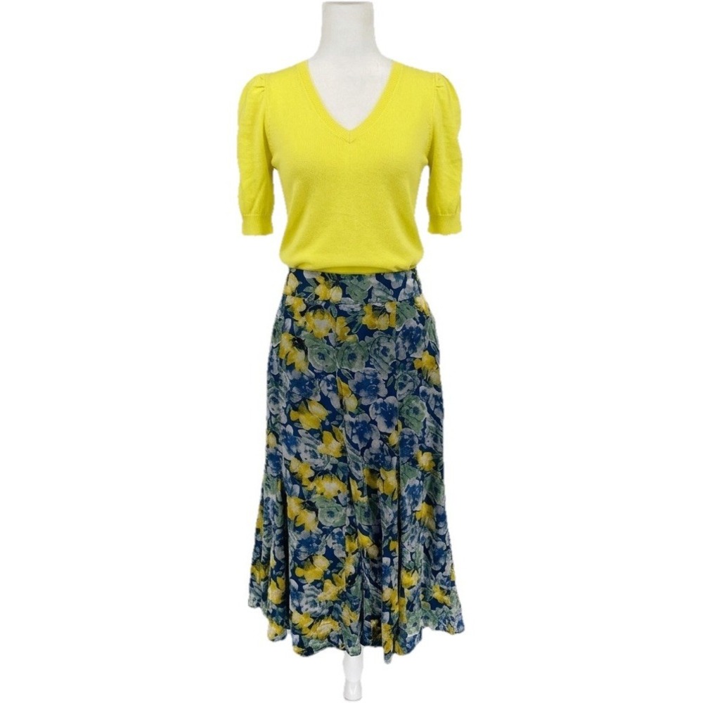 Silk‎ Floral Burnout Midi Skirt Romantic Cottagecore Garden Elastic Waist Size 4